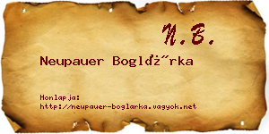 Neupauer Boglárka névjegykártya